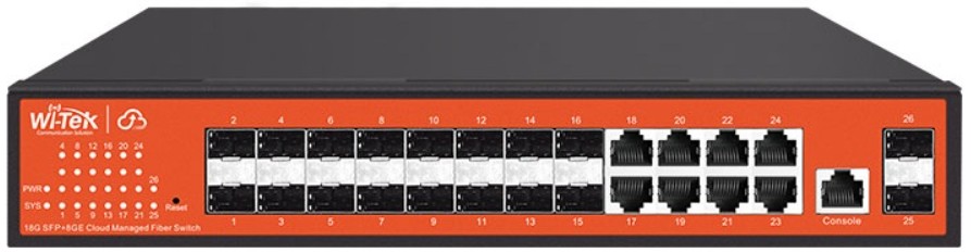 

Коммутатор управляемый Wi-Tek WI-CGS5026 v2 L2, порты 18SFP+8GE, v2, WI-CGS5026 v2