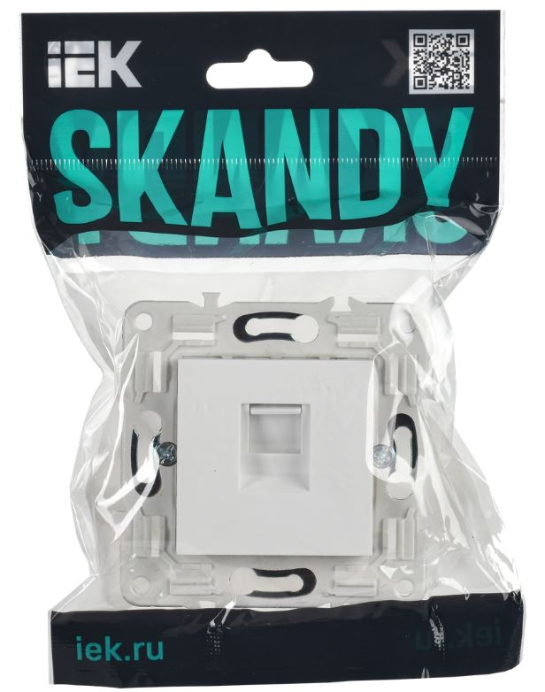 

Розетка компьютерная IEK SK-K10-1-K01 SKANDY RJ45 кат.5E SK-K01W Арктический белый, SK-K10-1-K01