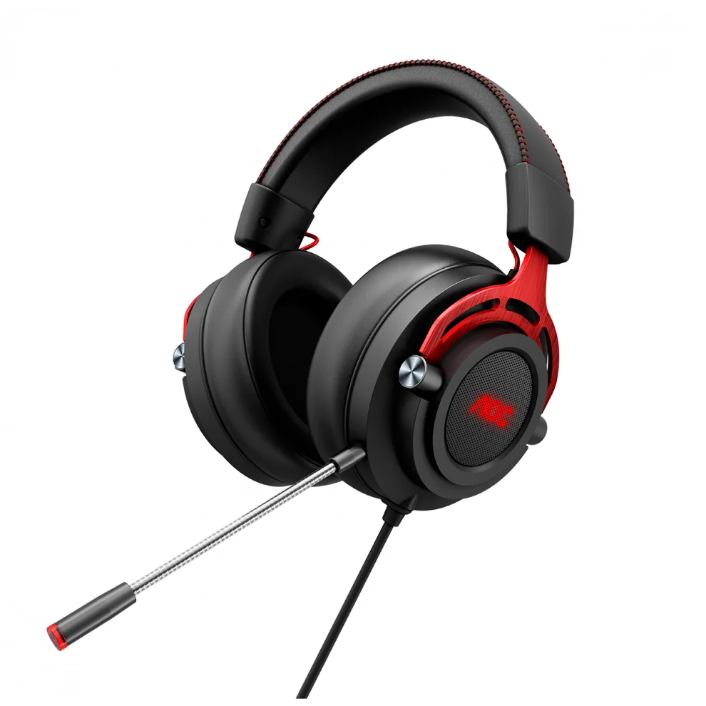 

Гарнитура AOC GH300 RGB, Stereo, 7.1 Surround, USB кабель 2.0 м, чёрный-красный, GH300