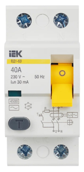 фото Выключатель дифференциального тока (ВДТ, УЗО) IEK MDV10-2-040-030 в Екатеринбурге