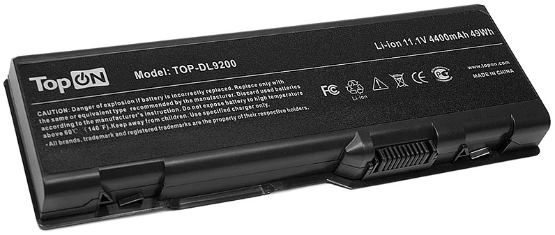 

Аккумулятор для ноутбука Dell TopOn TOP-DL9200 для моделей Inspiron 6000, 9200, E1705, XPS Gen2, M170, M1710, Precision M6300, M90 11.1V 4400mAh 49Wh., TOP-DL9200
