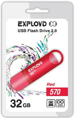 

Накопитель USB 2.0 32GB Exployd 570 красный, 570
