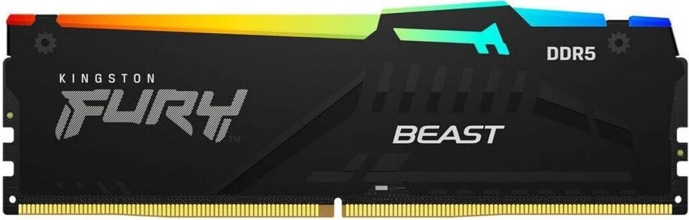 

Модуль памяти DDR5 32GB Kingston FURY KF564C32BBA-32 Beast Black RGB, PC5-51200, 6400MHz, CL32, 1,4V, XMP, радиатор, KF564C32BBA-32