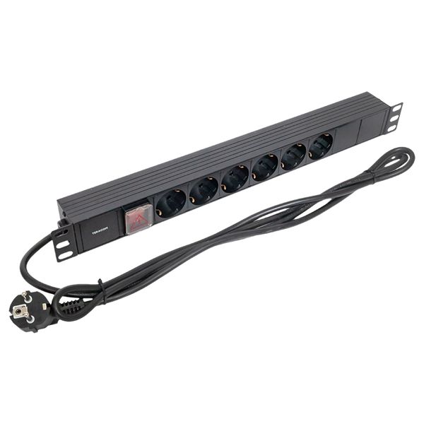 

Блок розеток 19", 6 розеток EKF TRC-HPD-LS-16A-6SH-2MSH PDU TERACOM 1U 16А/250В Schuko с выключат. шнур 2 м 3x1,5 мм2 вилка Schuko корпус пластик черн, TRC-HPD-LS-16A-6SH-2MSH