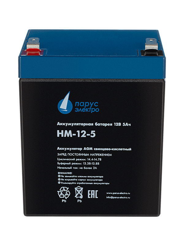 

Батарея Парус электро HM-12-5 для ИБП (AGM/12В/5Ач/клемма F2), HM-12-5