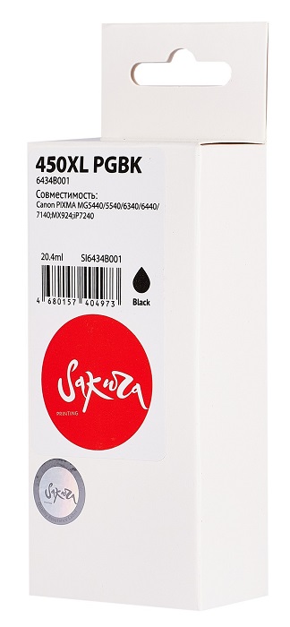 

Картридж струйный Sakura 6434B001 (450XL PGBK) для Canon PIXMA MG5440/5540/6340/6440/7140, MX924, iP7240, пигментный тип чернил, черный, 500 к., 6434B001 (450XL PGBK)