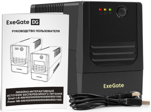 фото Источник бесперебойного питания  Exegate Power NB-800.LED.AVR.2SH.USB