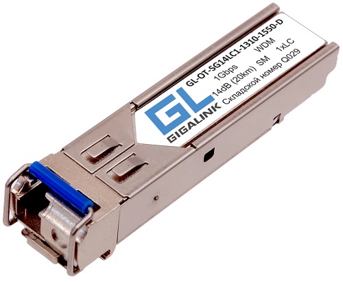 

Модуль SFP GIGALINK GL-OT-SG14LC1-1310-1550-D WDM, 1Гбит/c, одно волокно SM, LC, Tx:1310/Rx:1550 нм, 14 дБ, DDM (до 20 км), GL-OT-SG14LC1-1310-1550-D