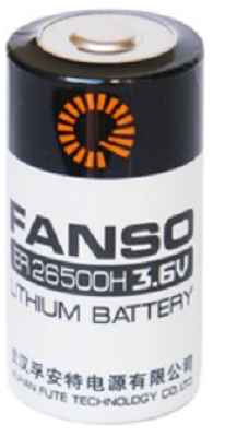 

Батарейка Fanso ER26500H/T Li-SOCl2 батарея типоразмера C, 3.6 В, 9 Ач, плоские радиальные выводы, Траб: -55...85 °C, ER26500H/T