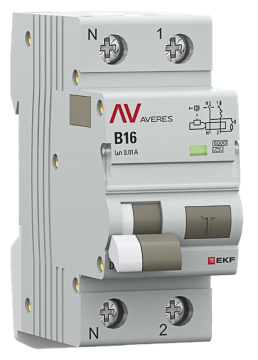 

Автомат дифференциальный EKF rcbo6-1pn-16B-10-a-av DVA-6 1P+N 16А (B) 10мА (A) 6кА AVERES, rcbo6-1pn-16B-10-a-av