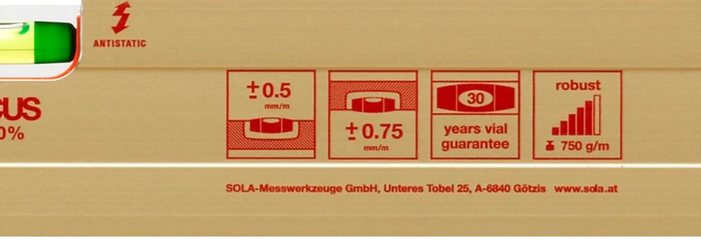 

Уровень SOLA 01160501 алюминевый AZ 40, L=40 см, 2 глазка, точн. 0,5 мм/м, 01160501