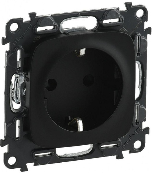 

Розетка Legrand 753931 Valena ALLURE DIY, 1-ая с/з, безвинт.зажим, антрацит, 753931