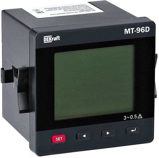 

Мультиметр DEKraft 51424DEK цифровой 96х96мм трехфазный, вход 600В 5А, LCD-дисплей МТ-96D, 51424DEK
