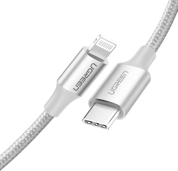 

Кабель интерфейсный UGREEN 70525 USB-C to Lightning, 2 м. Цвет: серебристый, 70525