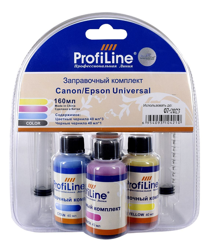 

Комплект ProfiLine PL_INK_U_C/E_4*40ml универсальных чернил для принтеров Canon/Epson на водной основе Black/Cyan/Magenta/Yellow 4*40 мл, PL_INK_U_C/E_4*40ml