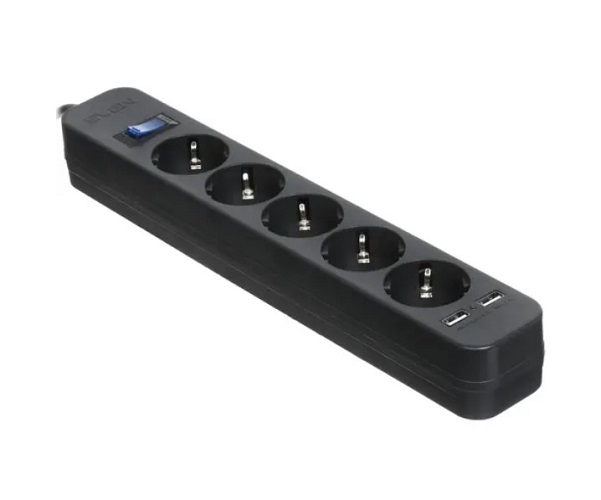 

Сетевой фильтр Sven SF-05LU SV-018832 1,8 м (5 евро розеток, 2*USB(2.4А)), 10А/2,2кВт, вх СЕЕ 7/7, вых 5 × СЕЕ 7/4; 2 × USB, чёрный, SF-05LU