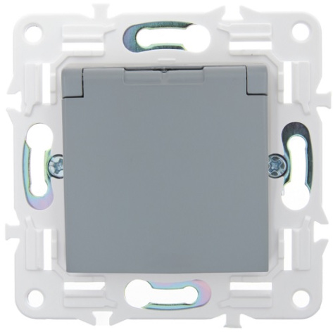 фото Розетка с заземлением с крышкой IEK SK-R16-16-44-K03 в Казани