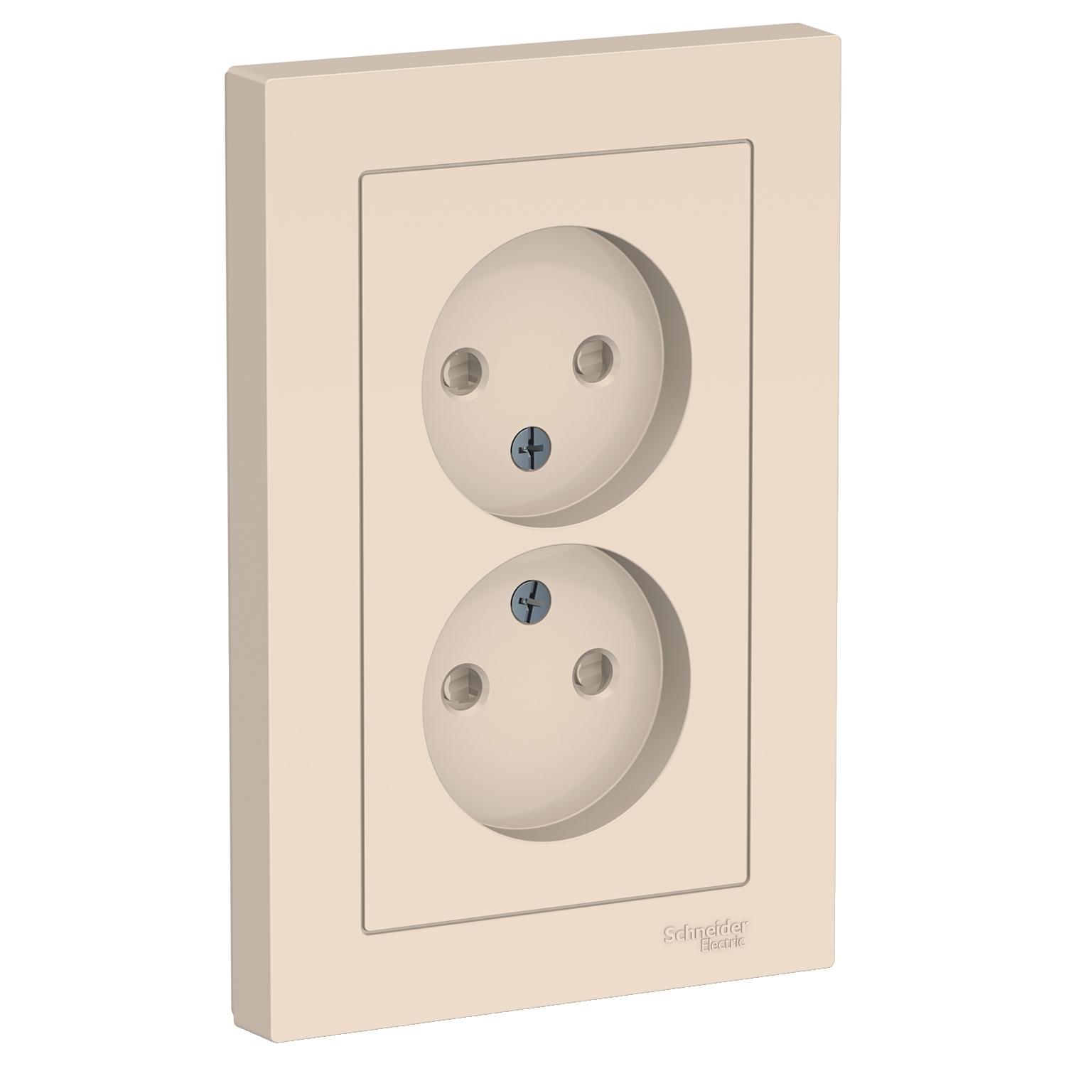 

Розетка Schneider Electric ATN000222 AtlasDesign, двойная, без заземления, со шторками, 16А, в сборе, бежевая, ATN000222