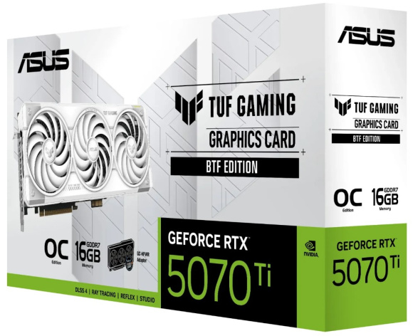 фото Видеокарта ASUS GeForce RTX 5070 TI TUF BTF OC WHITE (TUF-RTX5070TI-O16G-BTFWHITE) в Уфе