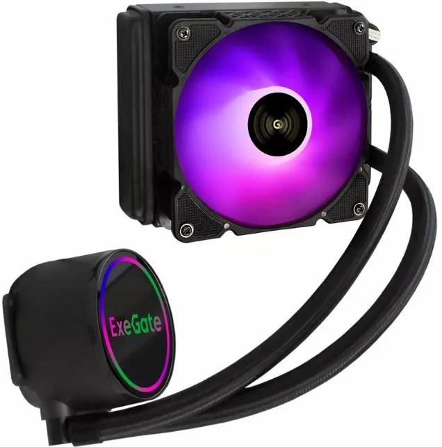 

Система охлаждения жидкостная Exegate EX298720RUS LGA2066/2011/115x1200/1700/1851/AM4/AM5 (TDP 150W,120mm, 600-1800rpm, 37dBa), EX298720RUS