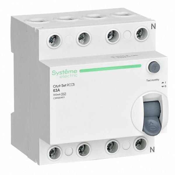 

УЗО Systeme Electric C9R66463 City9 Set ВДТ 63А 4P 300мА Тип-AC 400В, C9R66463