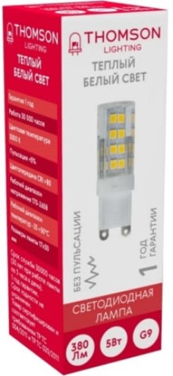 

Лампа светодиодная Thomson TH-B4240 G9 5W 380Lm 3000K, TH-B4240