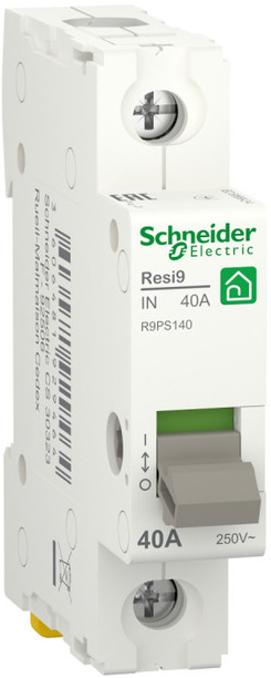 

Выключатель нагрузки Schneider Electric RESI9 R9PS140 (мод. рубильник) 40А 1P, RESI9