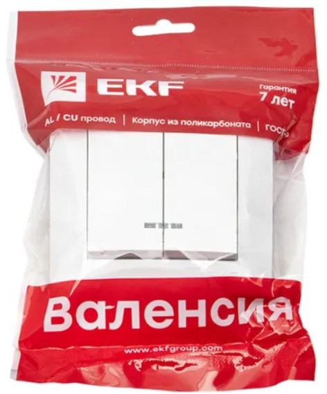фото Выключатель двухклавишный с подсветкой в сборе EKF EWV10-123-10 в Уфе