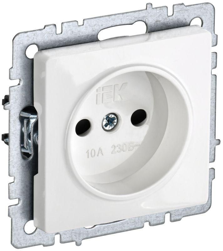 

Розетка без заземления IEK BR-R13-10-K01 BRITE с защитными шторками 10А РСш10-2-БрБ Белый, BR-R13-10-K01