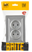 фото Розетка двухместная без заземления в сборе  IEK BR-R20-10-K47-F