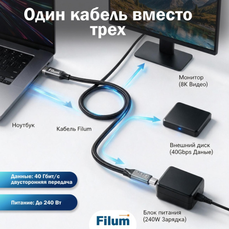 фото Кабель USB Filum FL-USB-40G240W-CM/CM-2M в Краснодаре