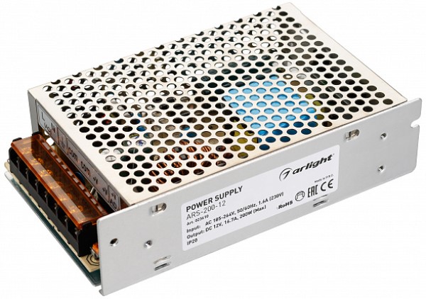 

Блок питания Arlight ARS-200-12 023610 12V, 16.7A, 200W, IP20, сетка, ARS-200-12