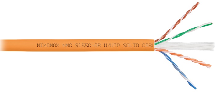 

Кабель витая пара U/UTP 6a кат. 4 пары NIKOMAX NMC 9155C-OR одножил., медь, 0,57мм, нг(А)-HF, внутр., оранжевый, 500м, NMC 9155C-OR