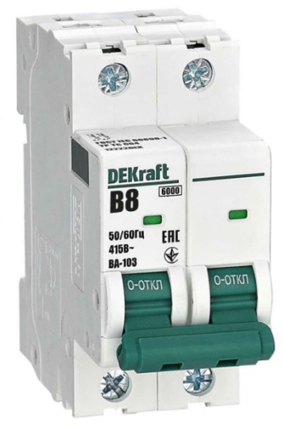 Изображение товара Автоматический выключатель DEKraft 12222DEK для защиты линий 8 А IP20 серия ВА-103