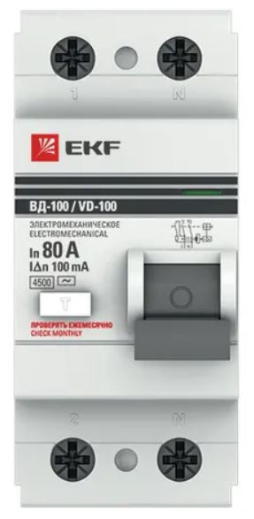 фото УЗО  EKF elcb-2-80-100-em-pro