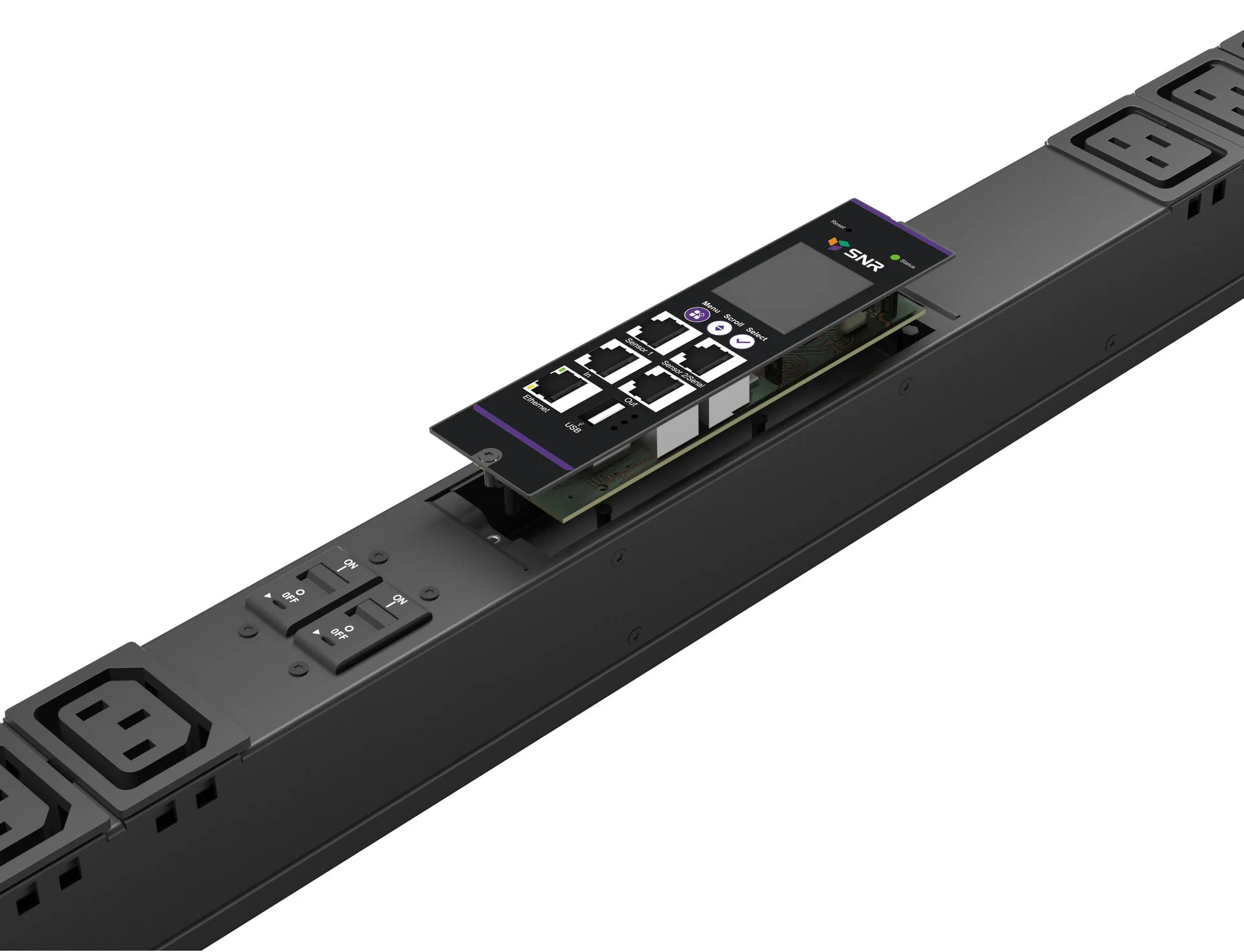 

Блок розеток SNR SNR-PDU-D-18A06B-32L3 с функцией измерения и управления каждой розеткой серии SNR тип D выход 18*C13 и 6*C19 вход 32A IEC60309 (3P+N+, SNR-PDU-D-18A06B-32L3