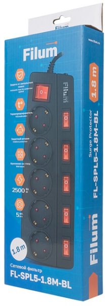фото Сетевой фильтр  Filum FL-SPL5-1.8M-BL в Волгограде