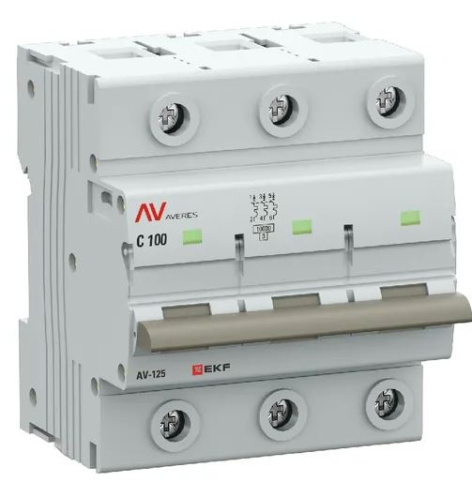 Изображение товара Автоматический выключатель EKF mcb125-3-100D-av IP20 100 А 400 В 3 полюса