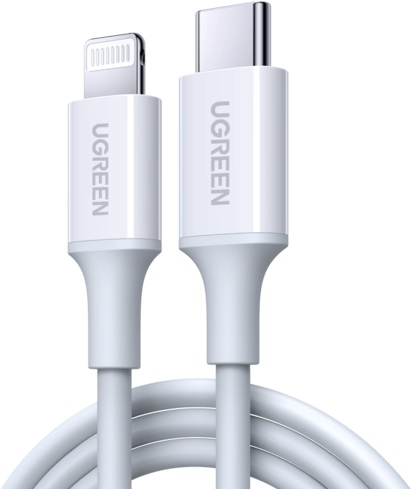 

Кабель UGREEN US171 60746 USB-C/Lightning M/M, корпус ABS с никелевым покрытием, 0.25м, white, US171