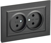 фото Розетка двухместная без заземления в сборе  IEK BR-R20-10-K02-F