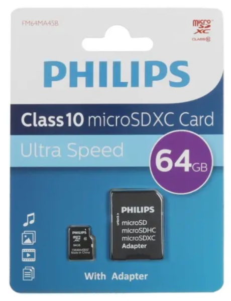 фото Карта памяти MicroSDXC 64GB Philips FM64MA45B/97 в Перми
