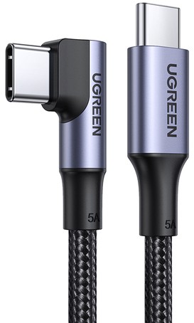 

Кабель UGREEN US334 70643 USB-C 2.0 Male/Angled 90° USB-C 2.0 Male 5A Data, 1м, black, US334