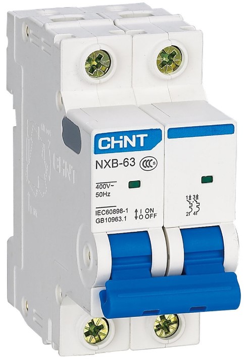 

Автоматический выключатель модульный CHINT 814102 NXB-63 2P 4А 6кА х-ка D (R), 814102