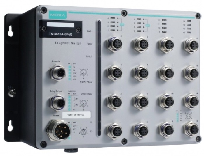 

Коммутатор управляемый MOXA TN-5516A-WV-T L2 16*10/100BaseT(X) M12, два источника питания 24 - 110 VDC, TN-5516A-WV-T