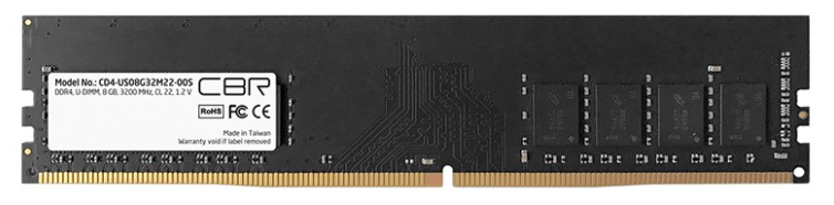 

Модуль памяти DDR4 8GB CBR CD4-US08G32M22-00S PC4-25600, 3200MHz, CL22, single rank, CD4-US08G32M22-00S