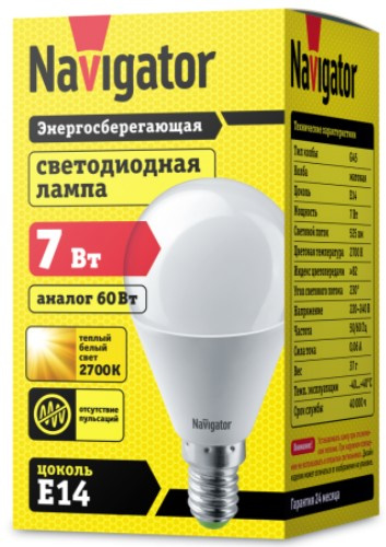 фото Лампа светодиодная Navigator NLL-G45-7-230-2.7K-E14 в Уфе