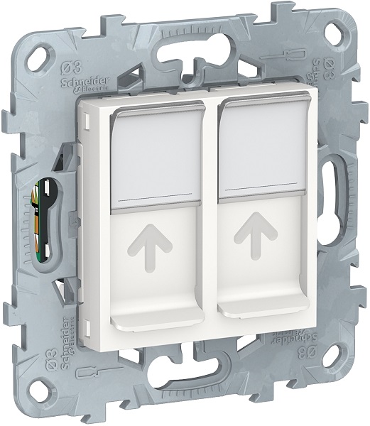 

Розетка Schneider Electric NU542018 UnicaNew, белый, компьютерная, RJ45, двойная, кат. 5е UTP, NU542018