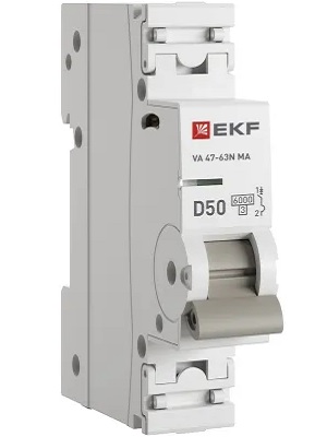 

Автоматический выключатель EKF M63MA6150D ВА 47-63N MA 1P 50А (D) 6кА без тепл. расцепит. PROXIMA, M63MA6150D