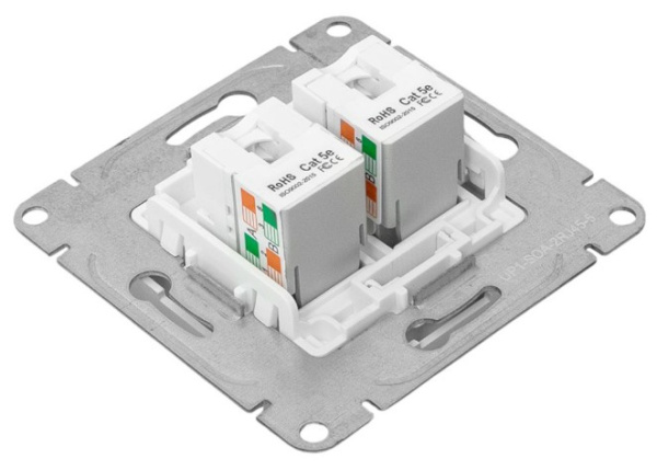 фото Розетка компьютерная двойная EKF UP1-SOA-2RJ45-5