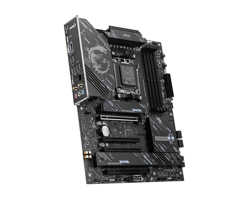 

Материнская плата ATX MSI X870 GAMING PLUS WIFI (AM5, AMD X870, 4*DDR5, 4*PCIe, 3*M.2, 4*SATA, WiFi, BT, 4*USB 2.0, 2*USB 3.2, HDMI), X870 GAMING PLUS WIFI